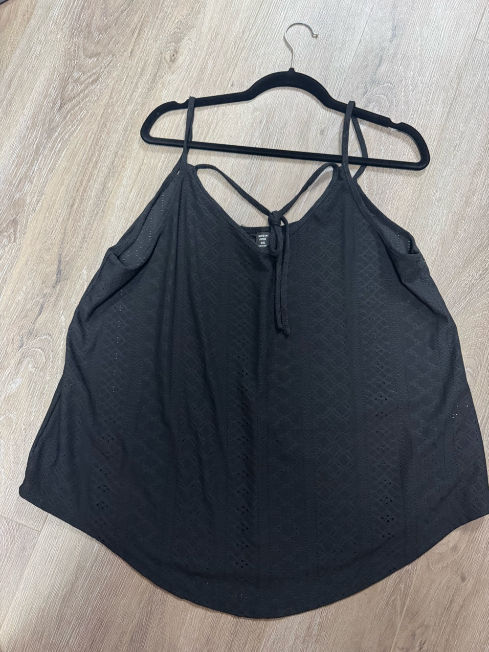 SHEIN Black Eyelet Halter Tank Top